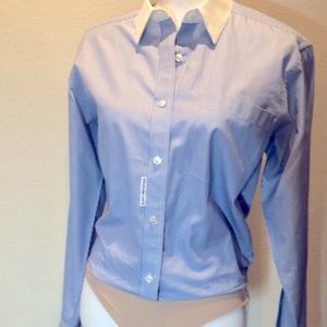 NWOT. Alexander Wang Blue/White Stripped Button Down Shirt with Panty Bottom.